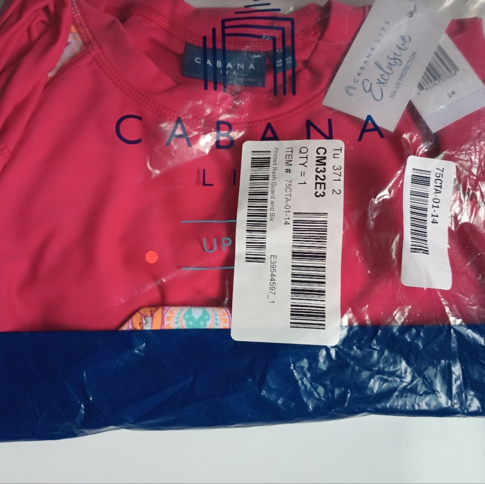 Cabana Life Big Girls Printed Rash Guard and Bikini Bottoms Set - UPF 50+, Short - Picture 9 of 10